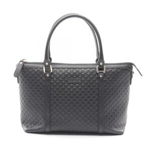 Gucci Interlocking G Microguccissima Handbag, Leather, Women's, Black, 449656
